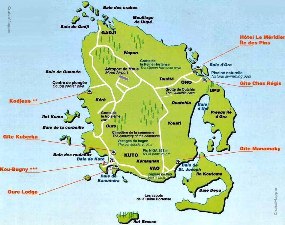 Isle of Pines map (l'île des pins)