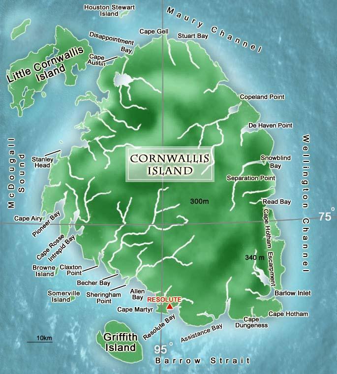 (Nunavut Canada) Cornwallis Island map