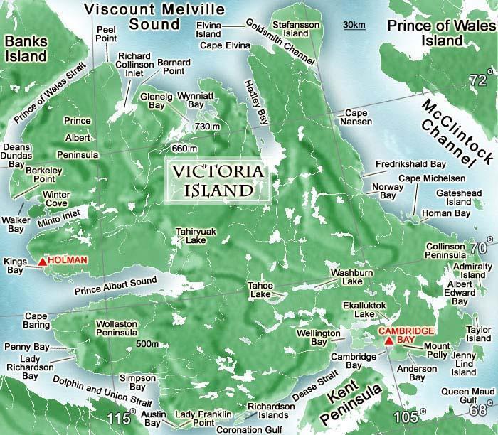 (Nunavut, Canada) Victoria Island map