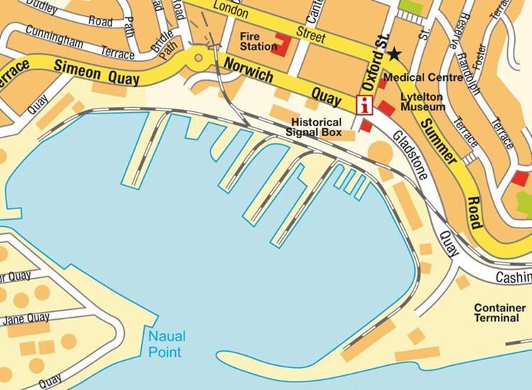 Christchurch cruise port map (Lyttelton Harbour)