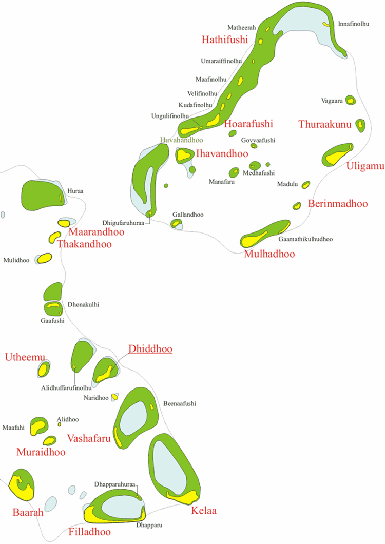 Haa Alif Atoll map of islands