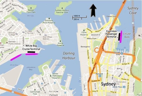 Sydney (Australia) cruise port map (printable)