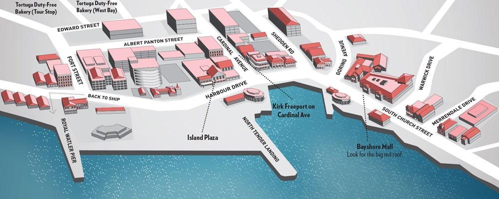 George Town (Grand Cayman) cruise port map