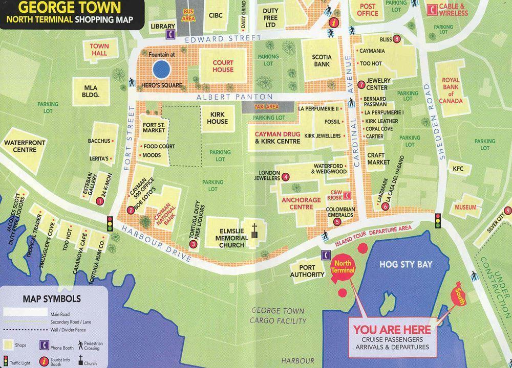 George Town (Grand Cayman) cruise port map