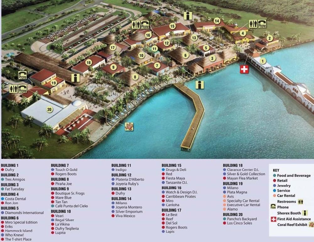 costa maya cruise port shopping map