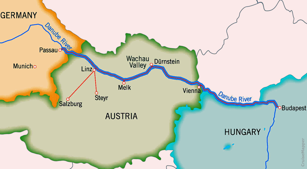 Wachau Valley map