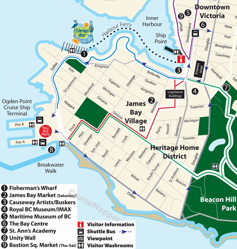 Victoria (BC Canada) cruise port map