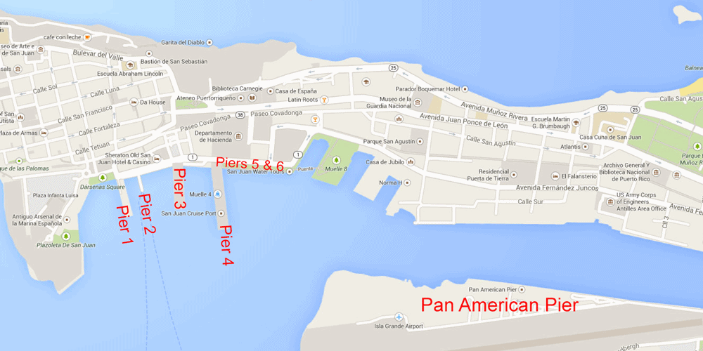 San Juan (Puerto Rico) cruise port map (printable)
