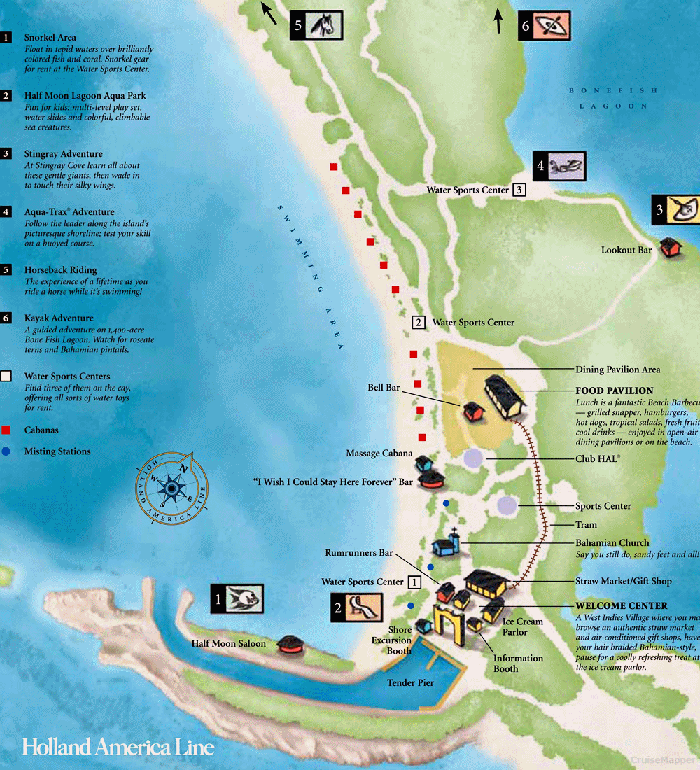 Half Moon Cay Island map