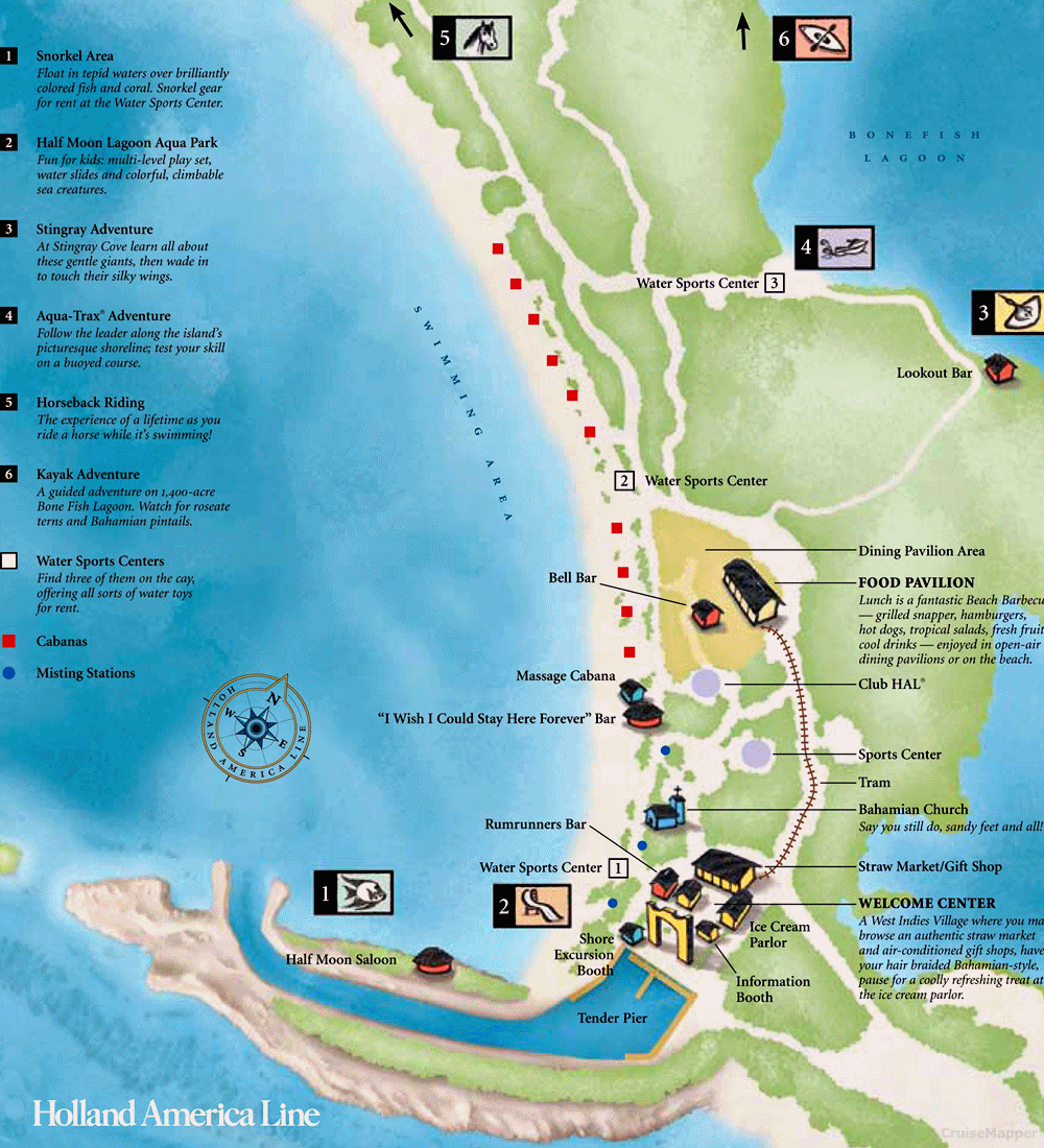 Half Moon Cay Bahamas Carnival Private Island Cruise Port Schedule Cruisemapper