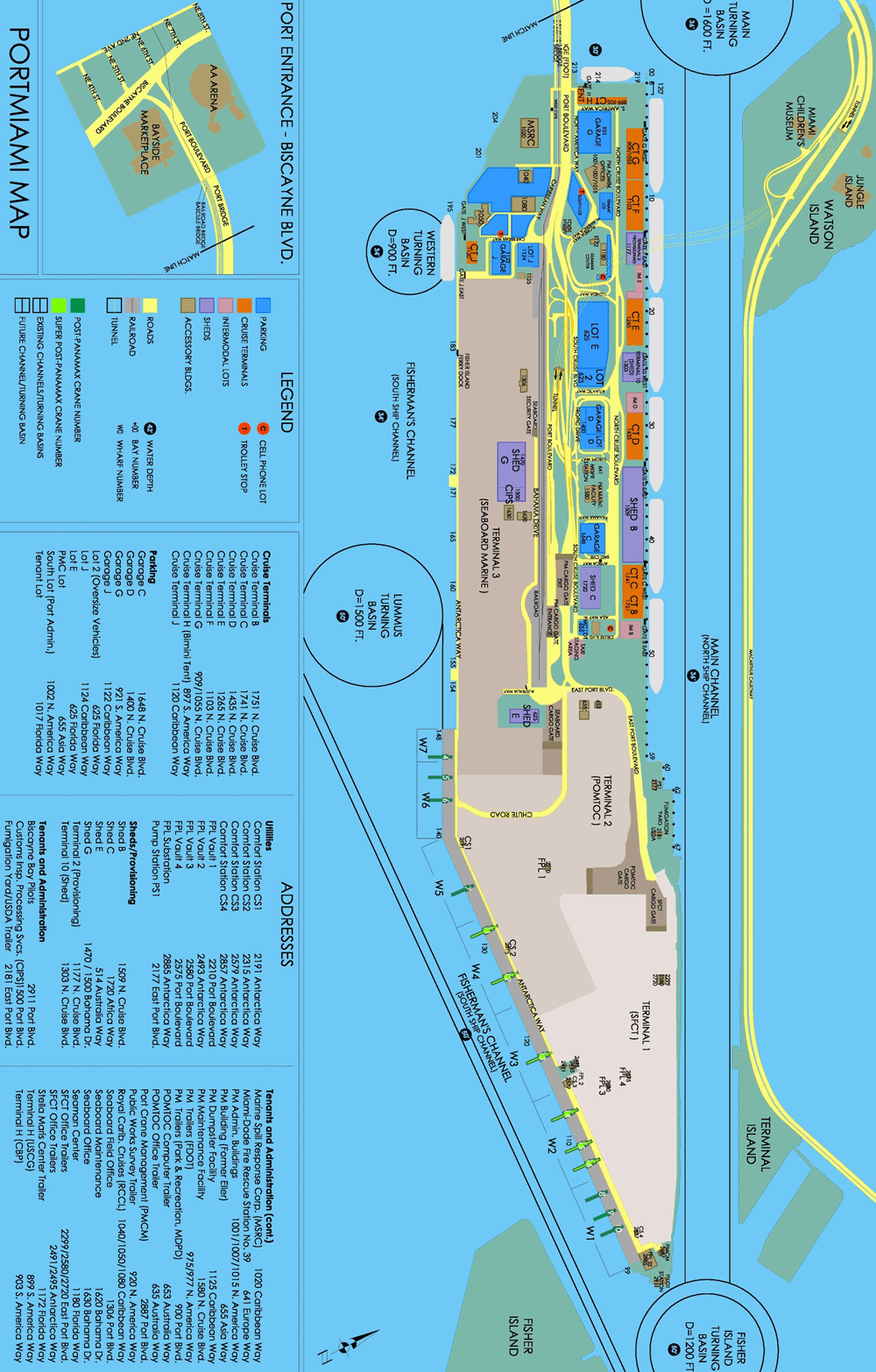 Miami cruise port map (printable)