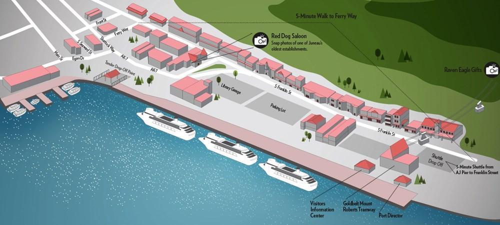 Juneau AK cruise port map