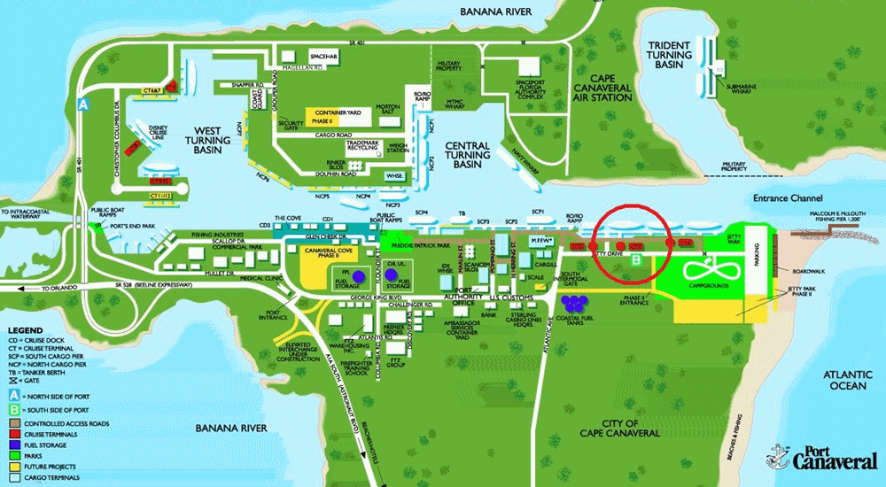 Port Canaveral cruise port map (printable)