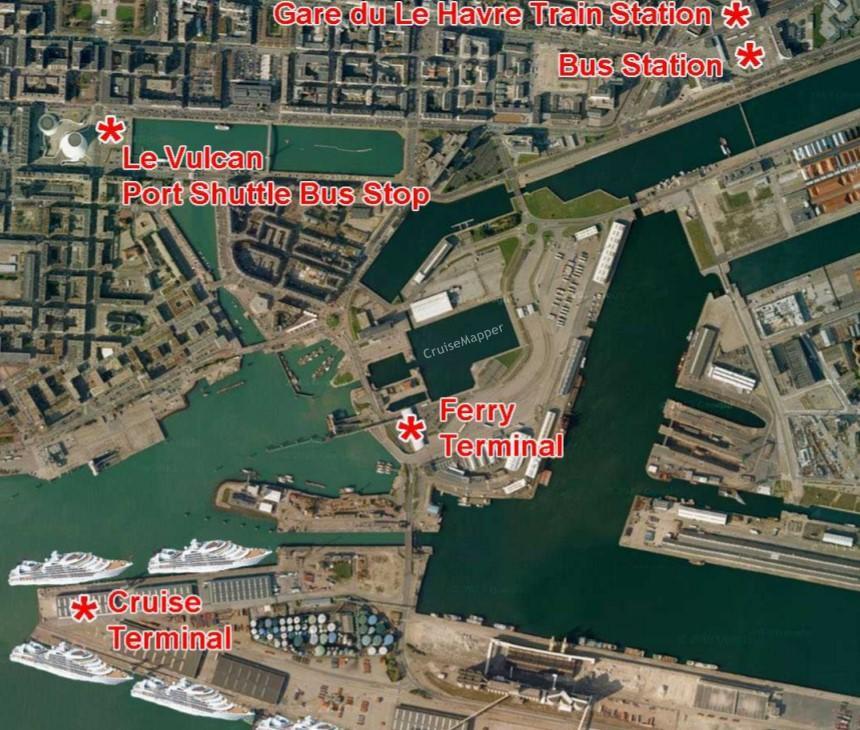Port Le Havre ferry cruise port map