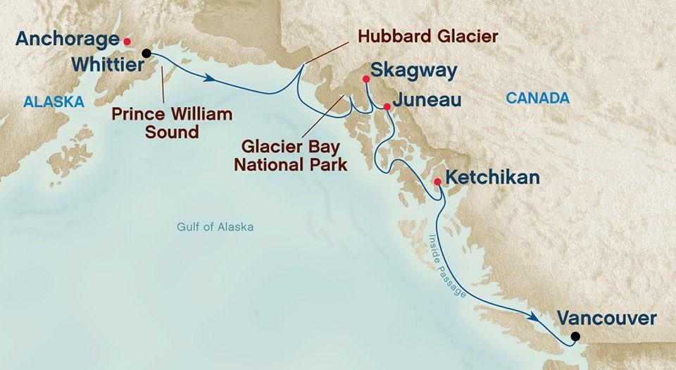 alaska cruise ports map