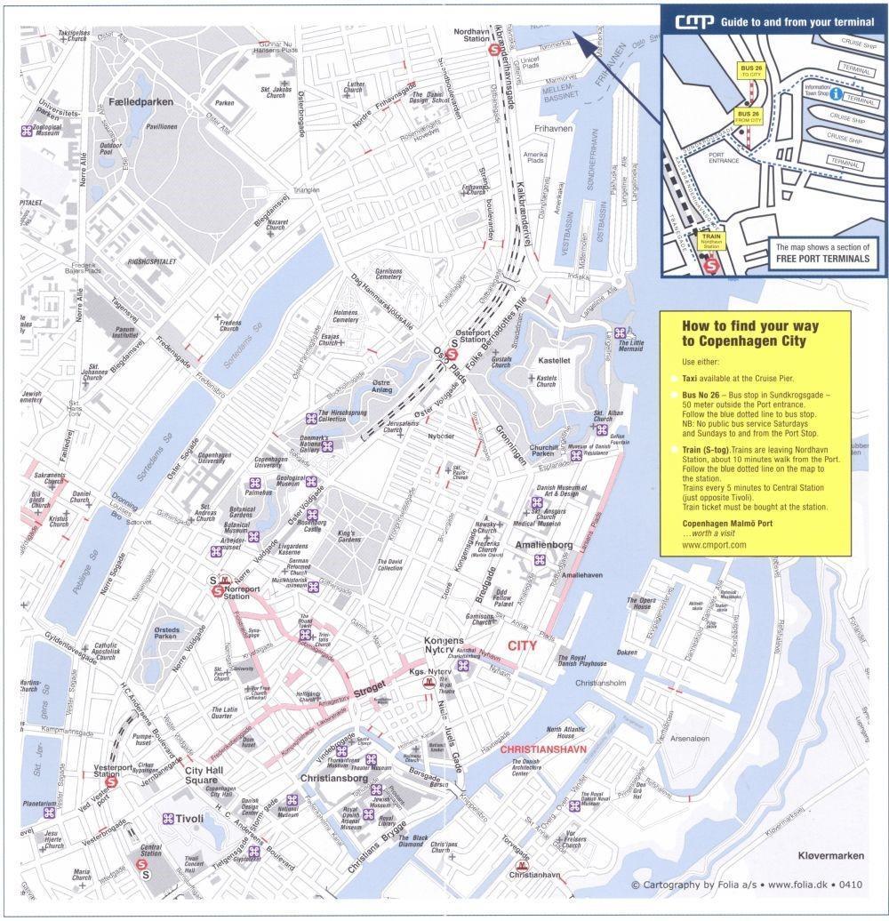 Copenhagen (Denmark) cruise port map (printable)