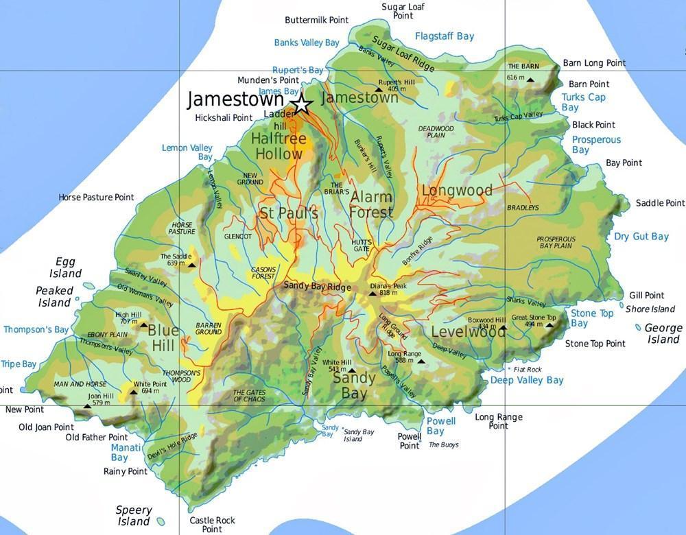 St Helena Island map