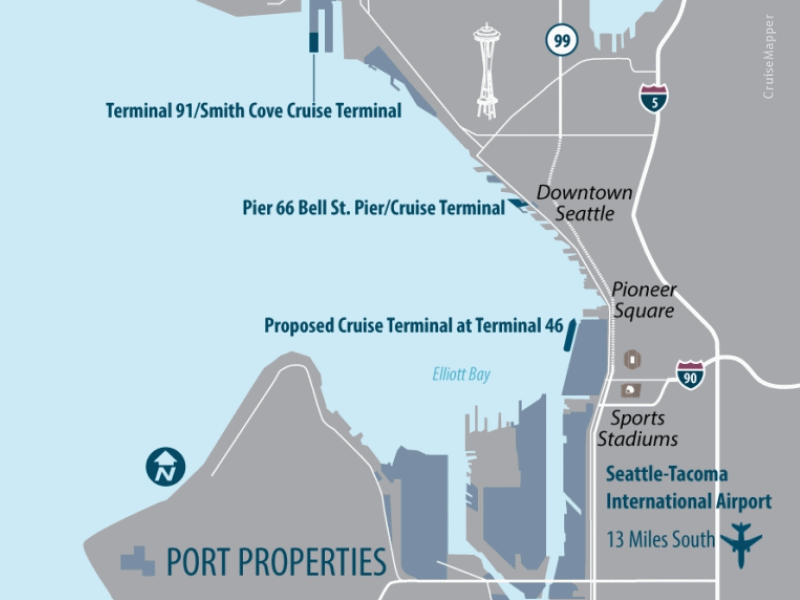 Seattle cruise port terminals map