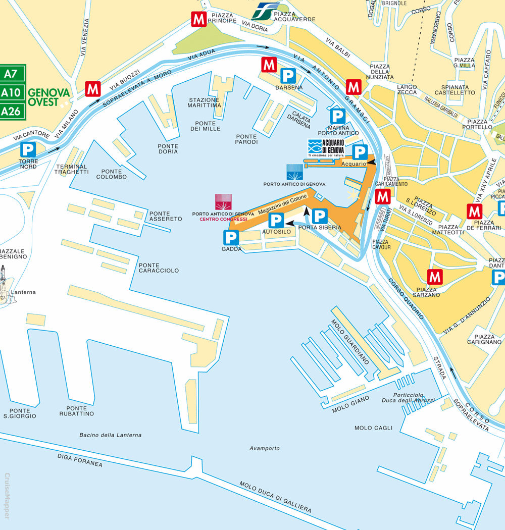 Genoa cruise port map (printable)