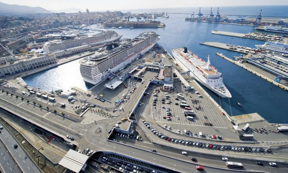 Genoa cruise ship terminals Ponte dei Mille and Ponte Andrea Doria