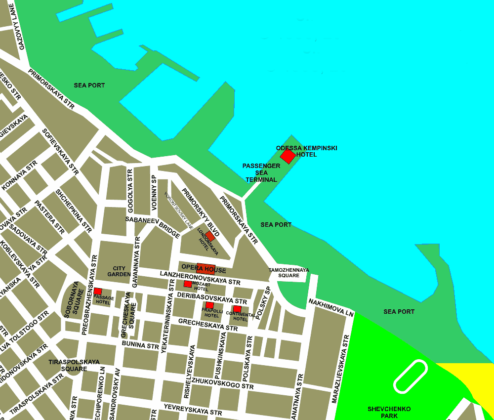 Odessa (Ukraine) cruise port map (printable)