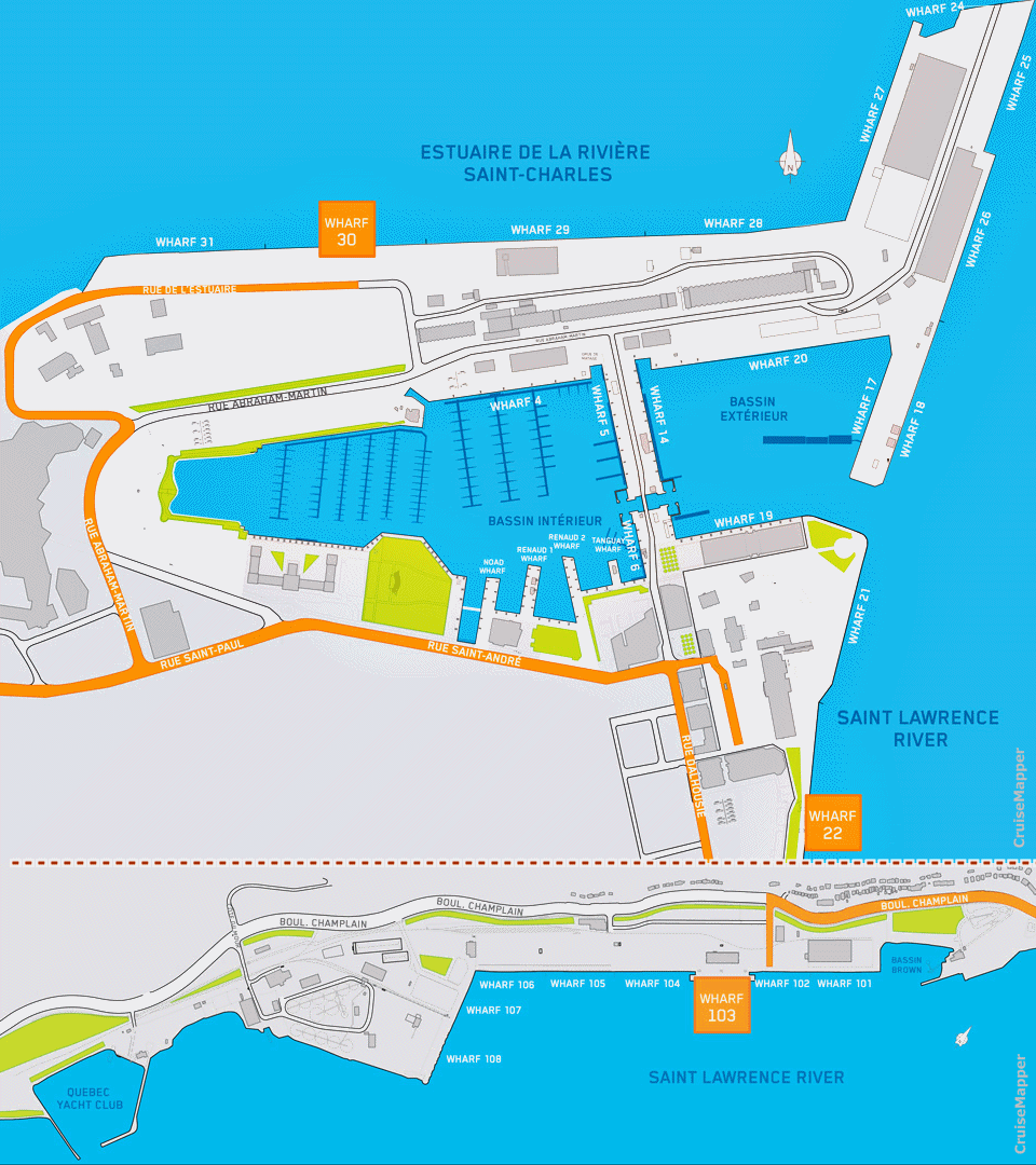 map of quebec city cruise terminal