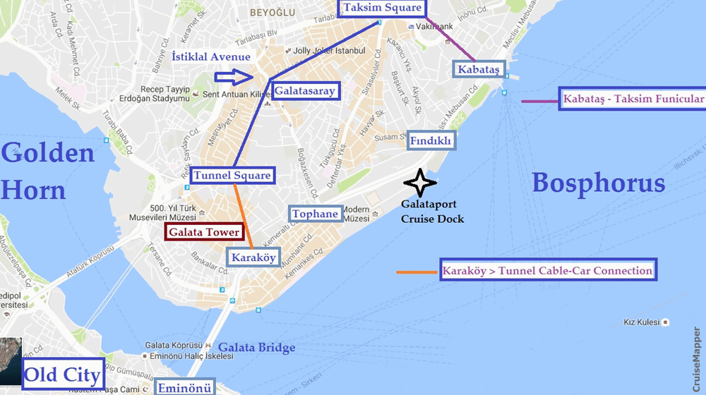 Istanbul Galata Port map