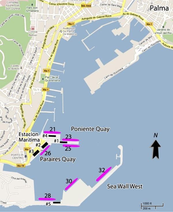 Palma de Mallorca (Majorca Island, Spain) cruise port map (printable)