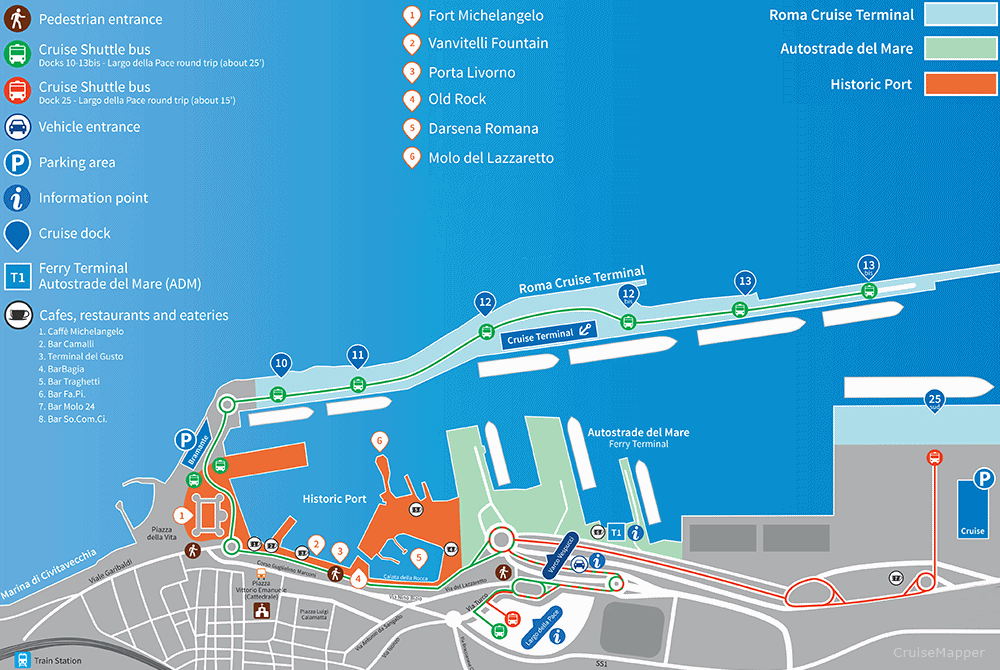 Civitavecchia cruise port map (printable)