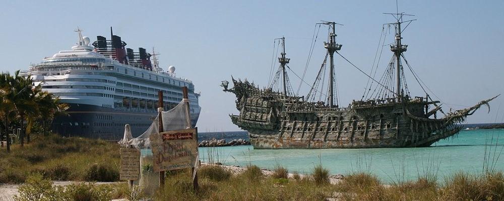 Castaway Cay Island (Disney cruise ship docked near the pirate ship)