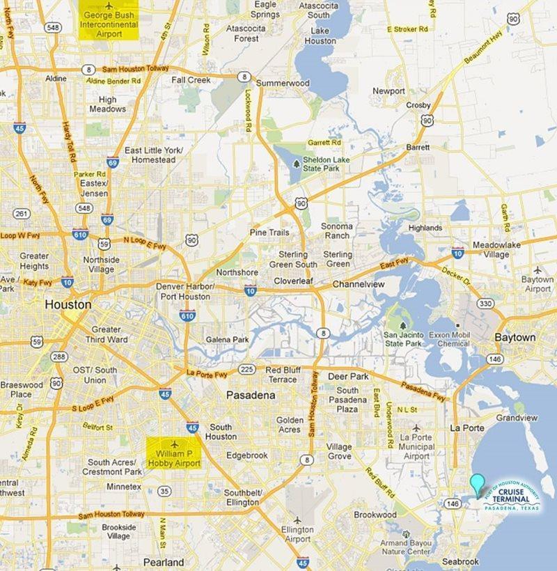 Houston (Texas) cruise port map (printable)