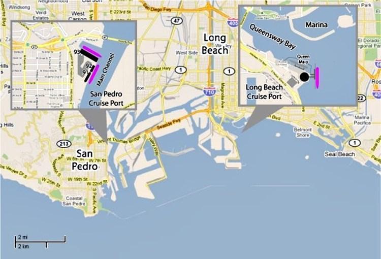 Los Angeles (Long Beach, California) cruise port map (printable)