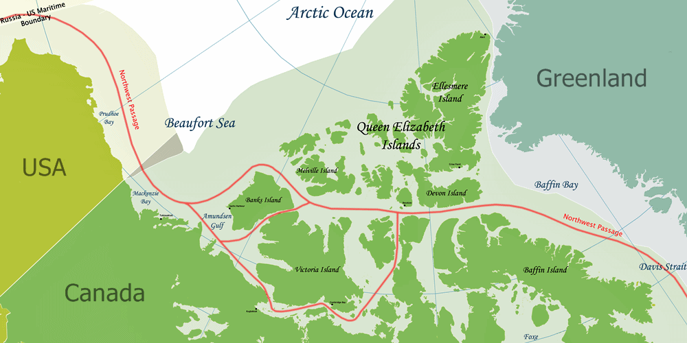 Northwest Passage route map