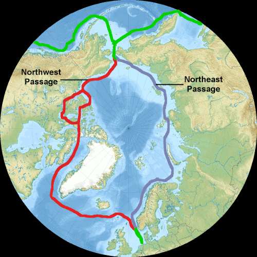 Northwest Passage route map