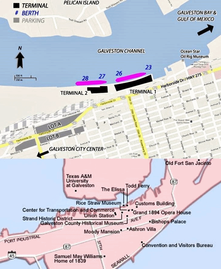Galveston cruise port map (printable)