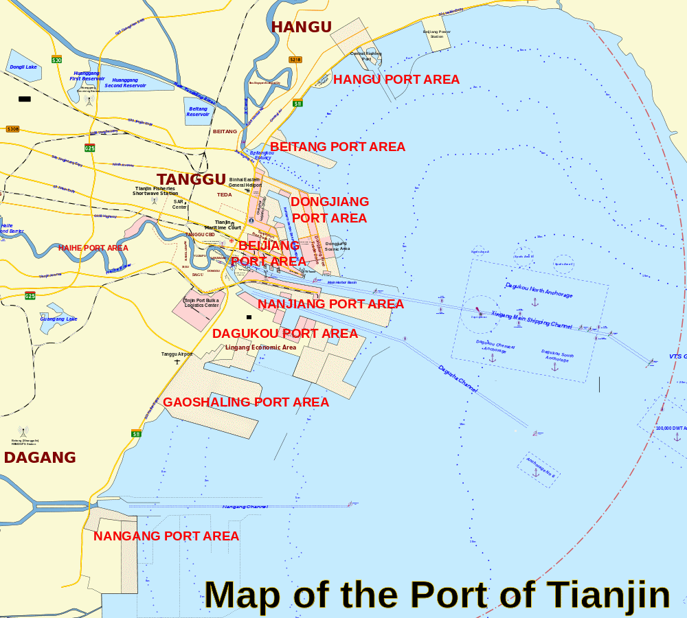 Tianjin port map
