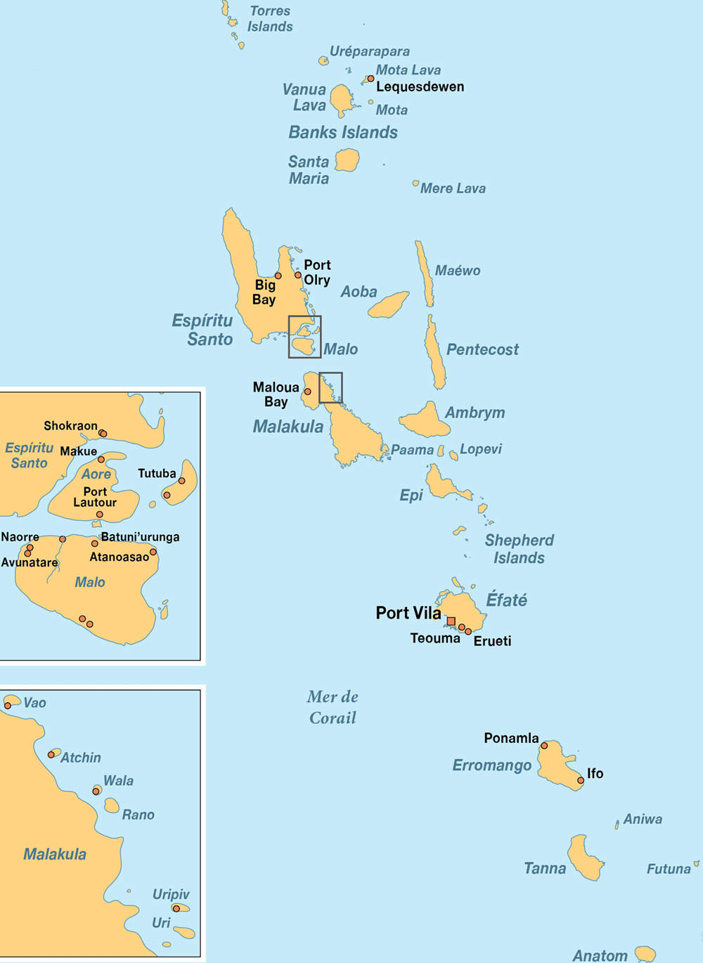 Vanuatu Islands map