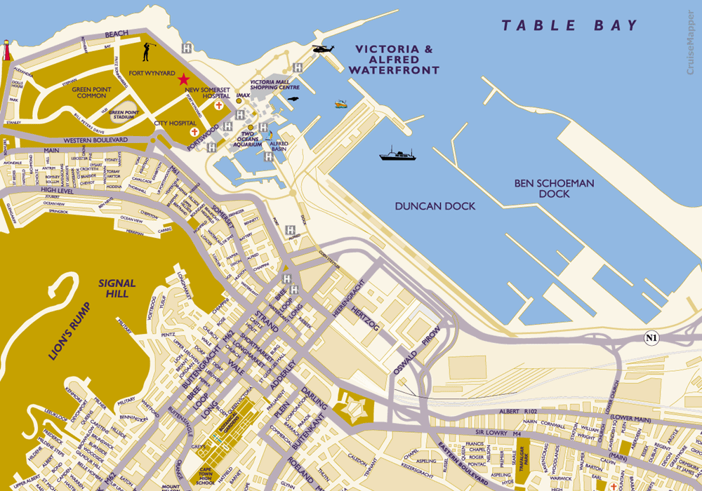 Cape Town cruise port map