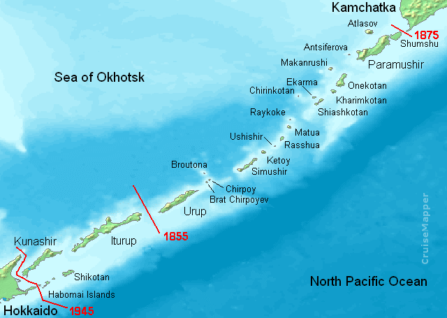 Kurile Islands map (English)