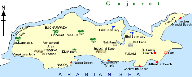 India - Diu Island map