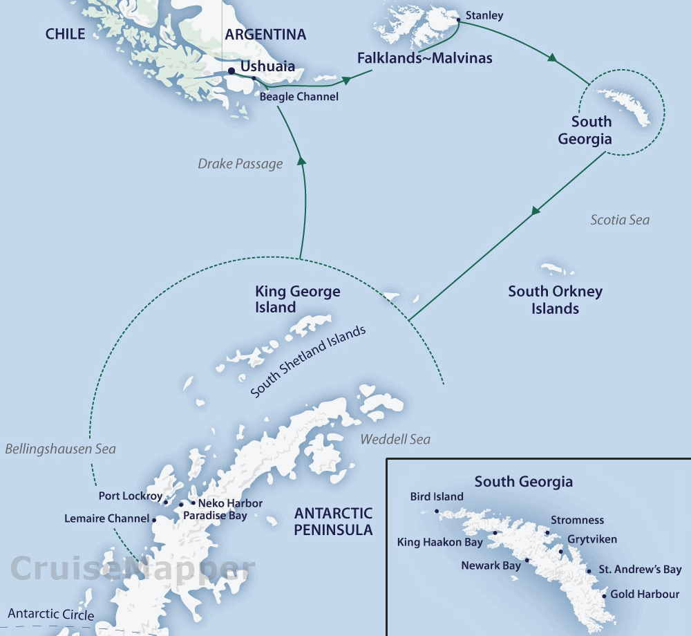 antarctic cruise map