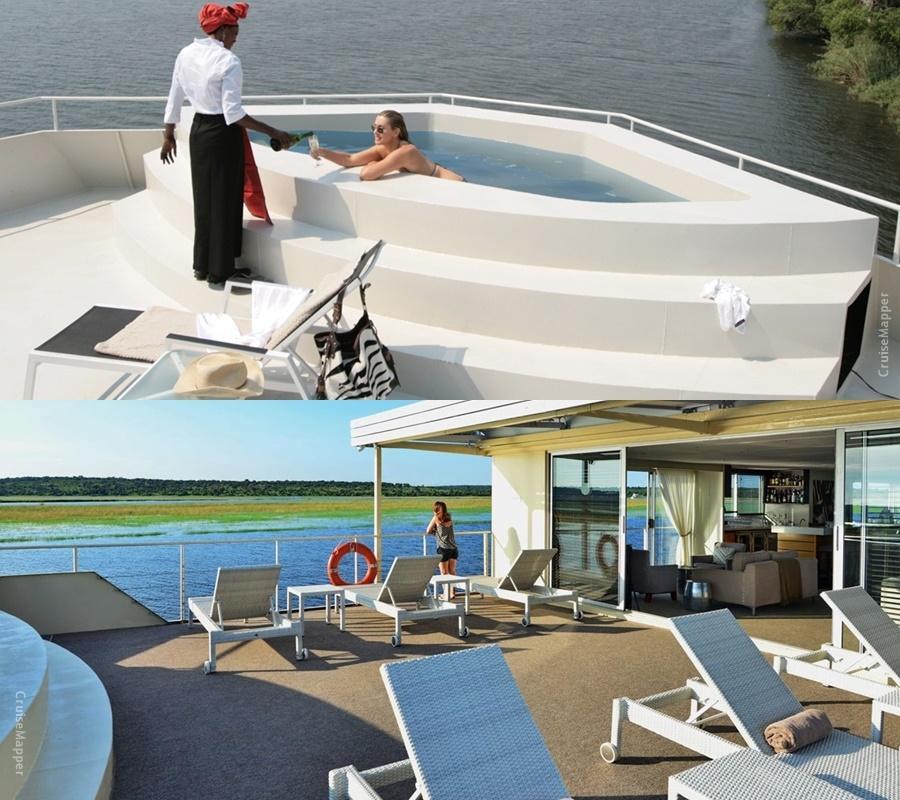 Zambezi Queen houseboat cruise ship (sundeck pool)