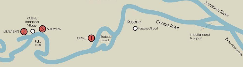 zambezi queen chobe river itinerary map
