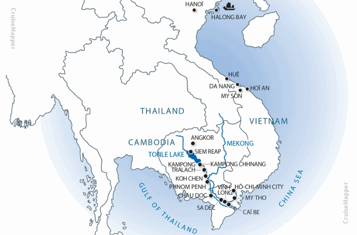 RV Lan Diep cruise itinerary map (Mekong)