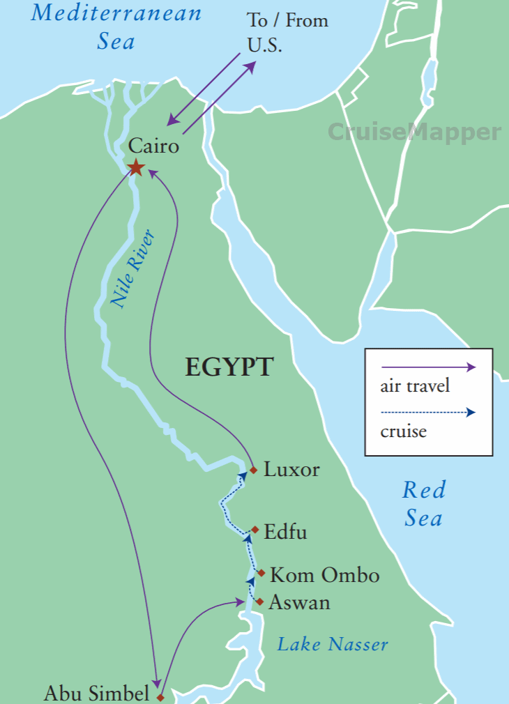 Sanctuary Retreats Egypt (Nile River cruise itinerary map)