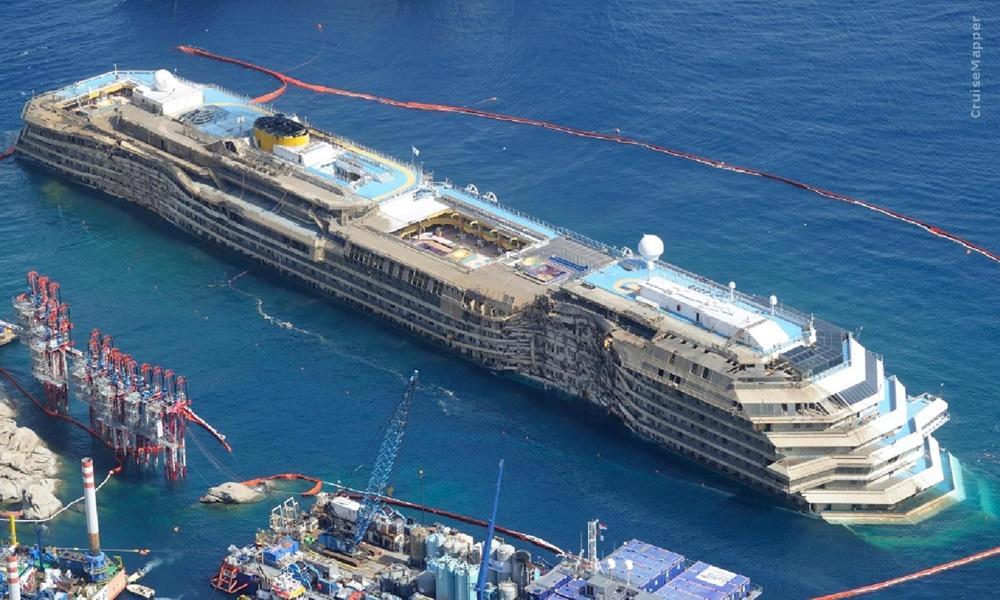Costa Concordia shipwreck upright