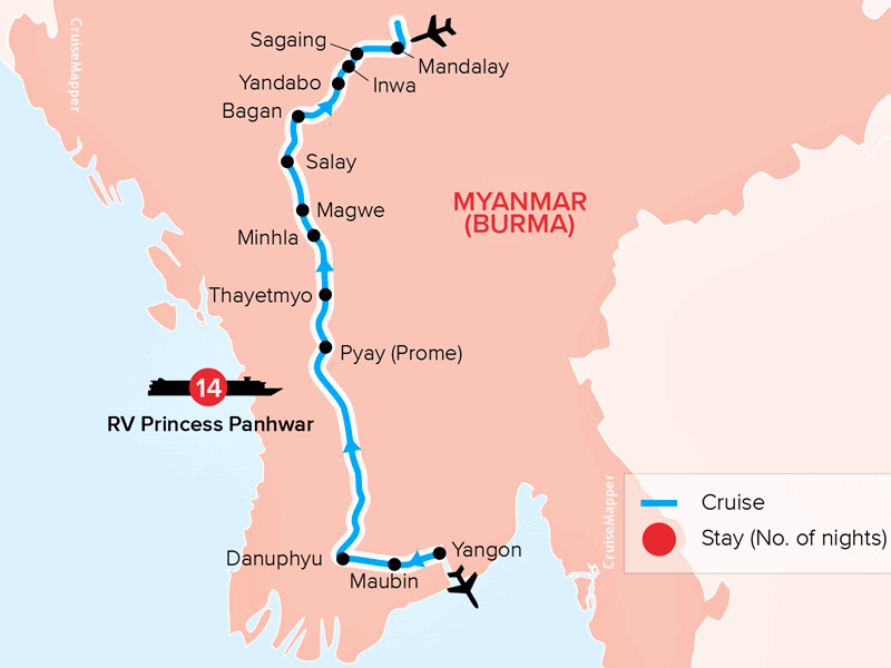 Princess Panhwar cruise itinerary map