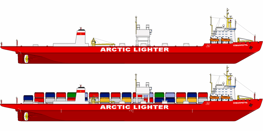 NS Sevmorput nuclear icebreaker ship design (container ship)