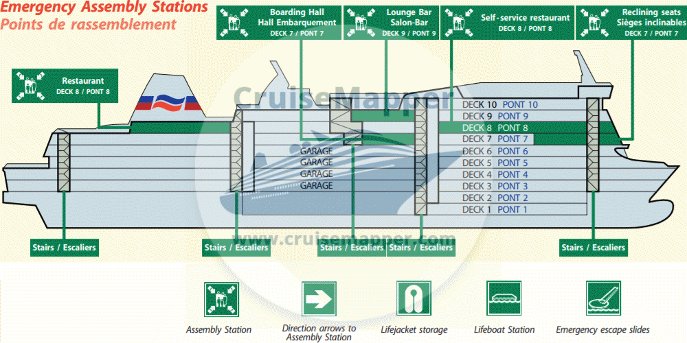 Mont St Michel ferry deck plans 7-8-9 (muster stations)