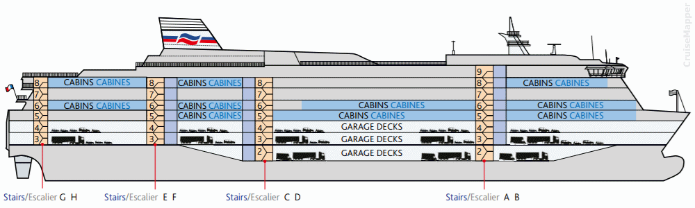 BRITTANY FERRIES Pont Aven ship decks plan